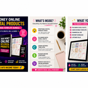Make Money Online with Digital Products | PLR eBook & Canva Template Bundle