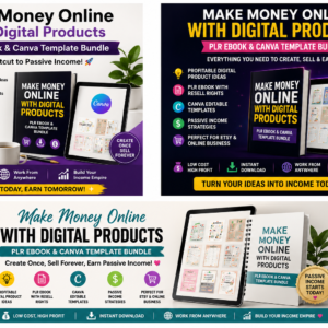 Make Money Online with Digital Products | PLR eBook & Canva Template Bundle