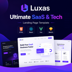 Luxas – Ultimate SaaS & Tech Landing Page Template | HTML, React, Vue & Sketch