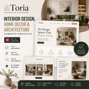 Toria – Interior Design, Home Decor & Architecture Elementor Template Kit Download