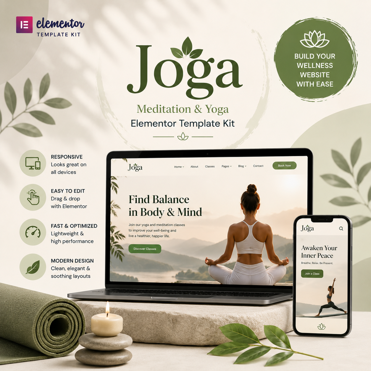 Joga – Premium Yoga & Meditation Elementor Template Kit for Wellness Websites